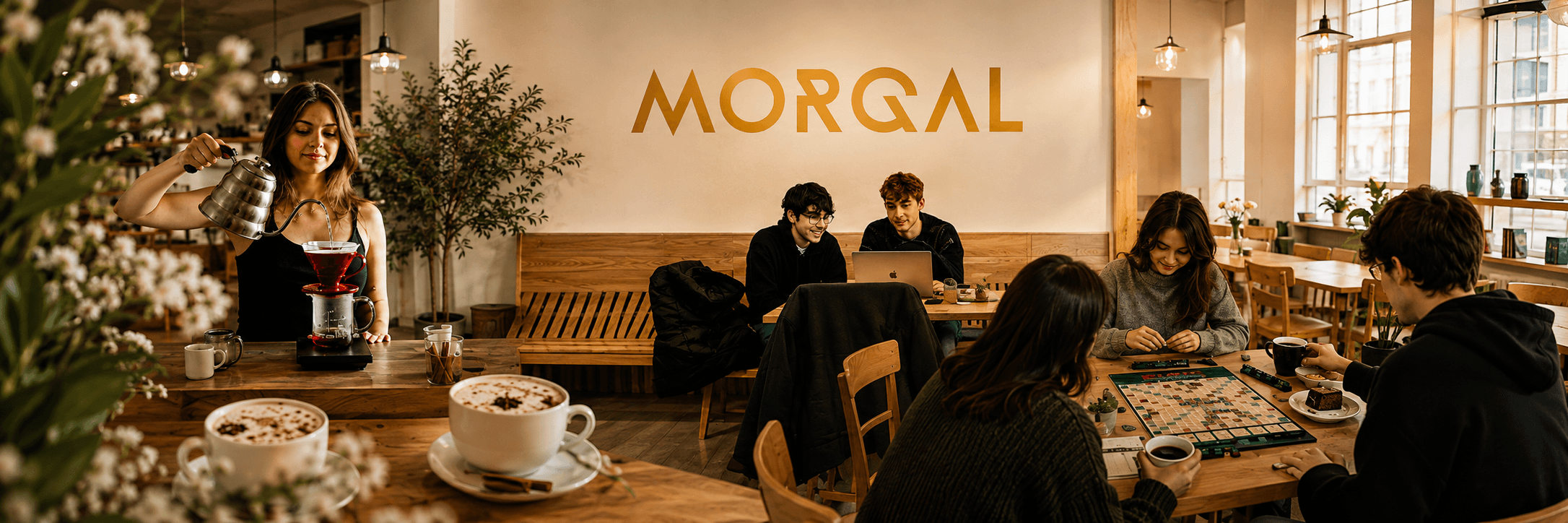 Interiér Café Morgal s hosty